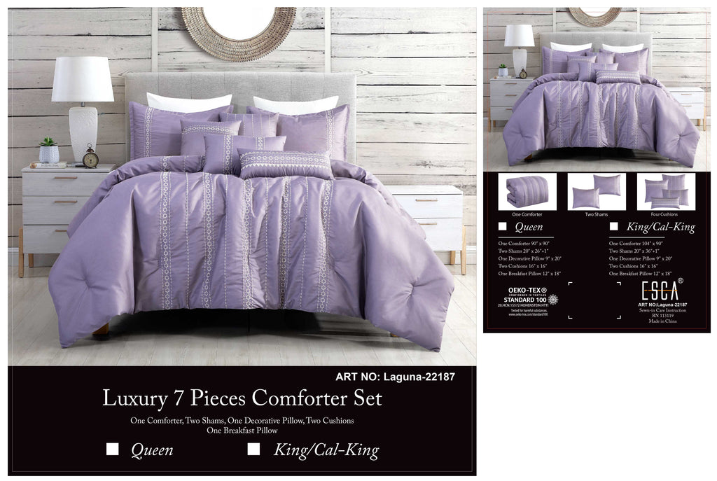 Lavender Embroidered 7-Piece Comforter Set - alternate product view 2