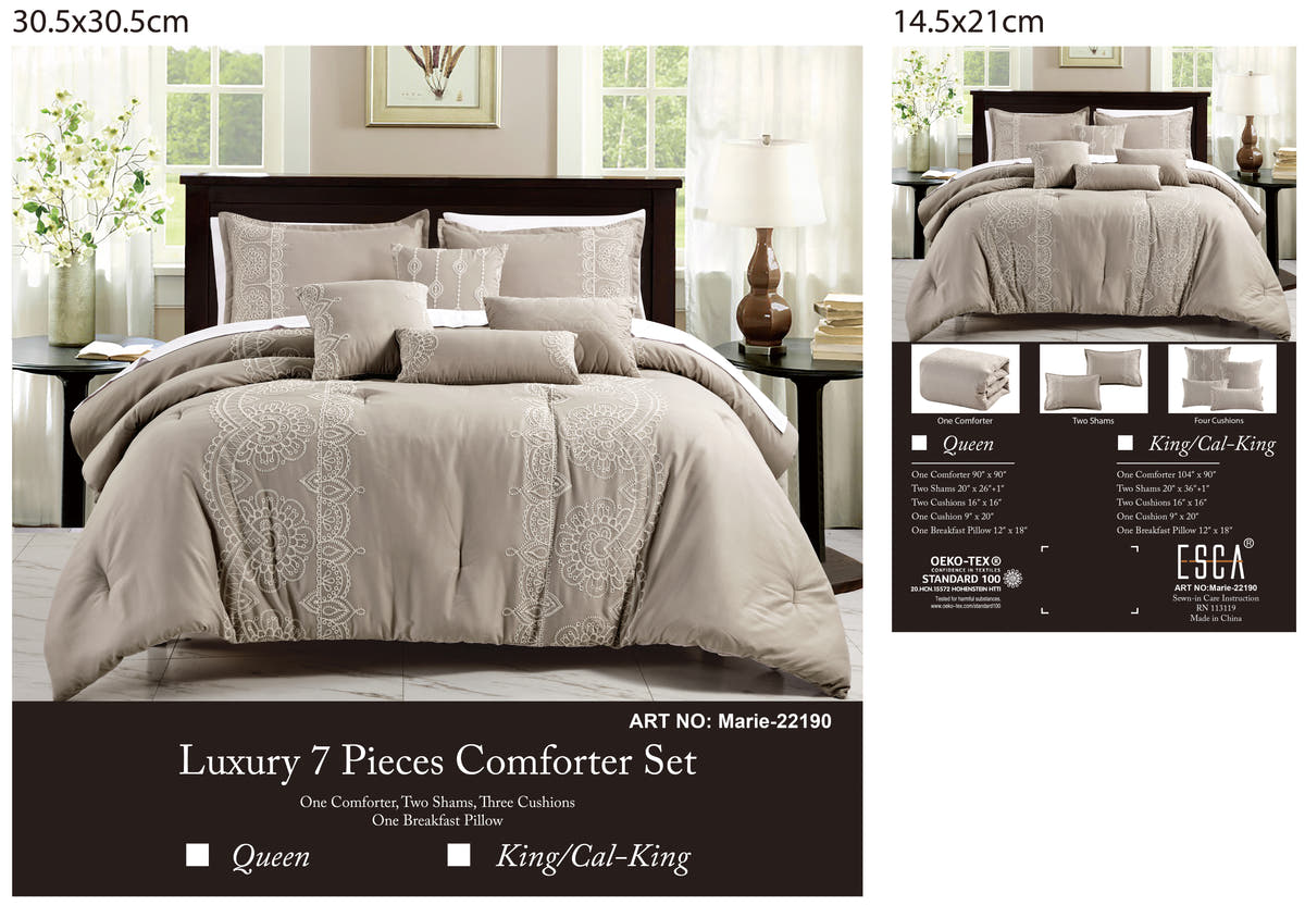 Taupe Embroidered 7-Piece Comforter Set - alternate product view 2