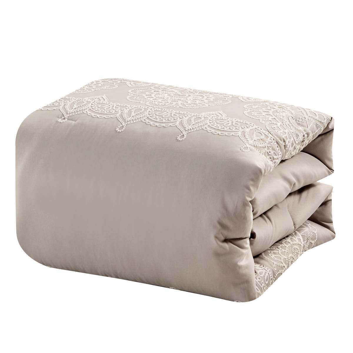 Taupe Embroidered 7-Piece Comforter Set - comforter detail