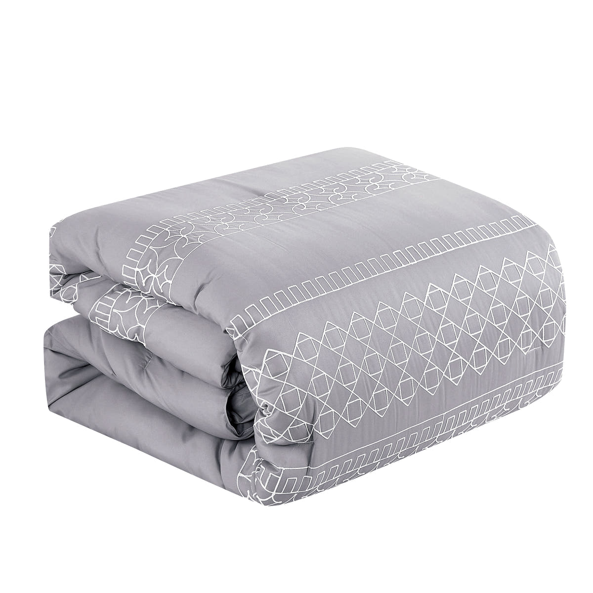 Grey Geometric 7-Piece Comforter Set - comforter detail