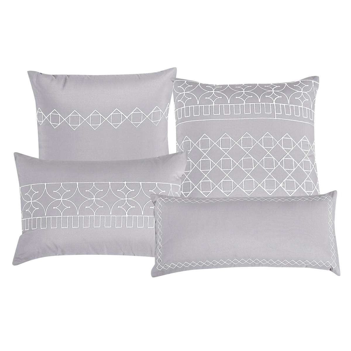 Grey Geometric 7-Piece Comforter Set - decorative pillow detail