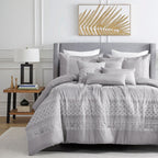Grey Geometric 7-Piece Comforter Set - styled bedding set