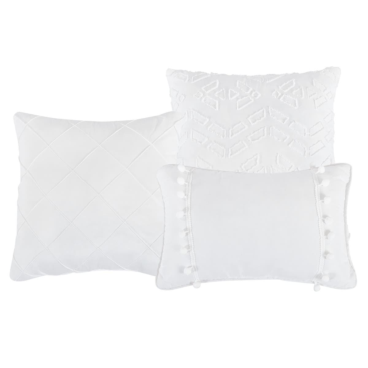 White Pinch-Pleat 7-Piece Comforter Set - decorative pillow detail