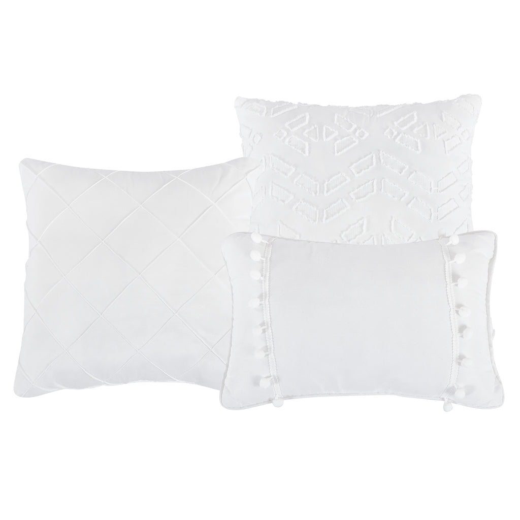 White Pinch-Pleat 7-Piece Comforter Set - decorative pillow detail