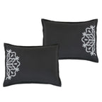 Black and White Medallion Embroidered 7-Piece Comforter Set - pillow sham detail