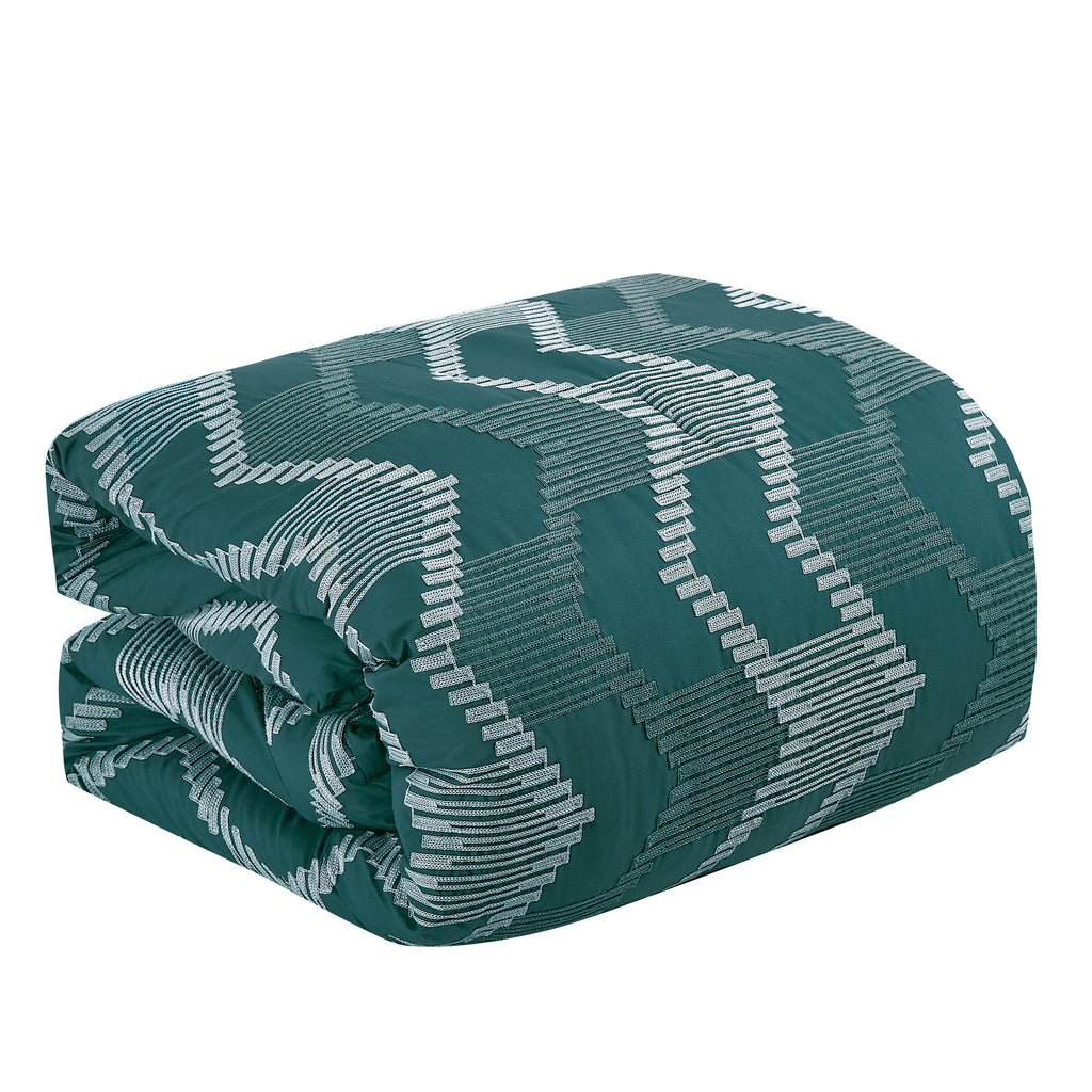 Teal Chevron 7-Piece Comforter Set - comforter detail