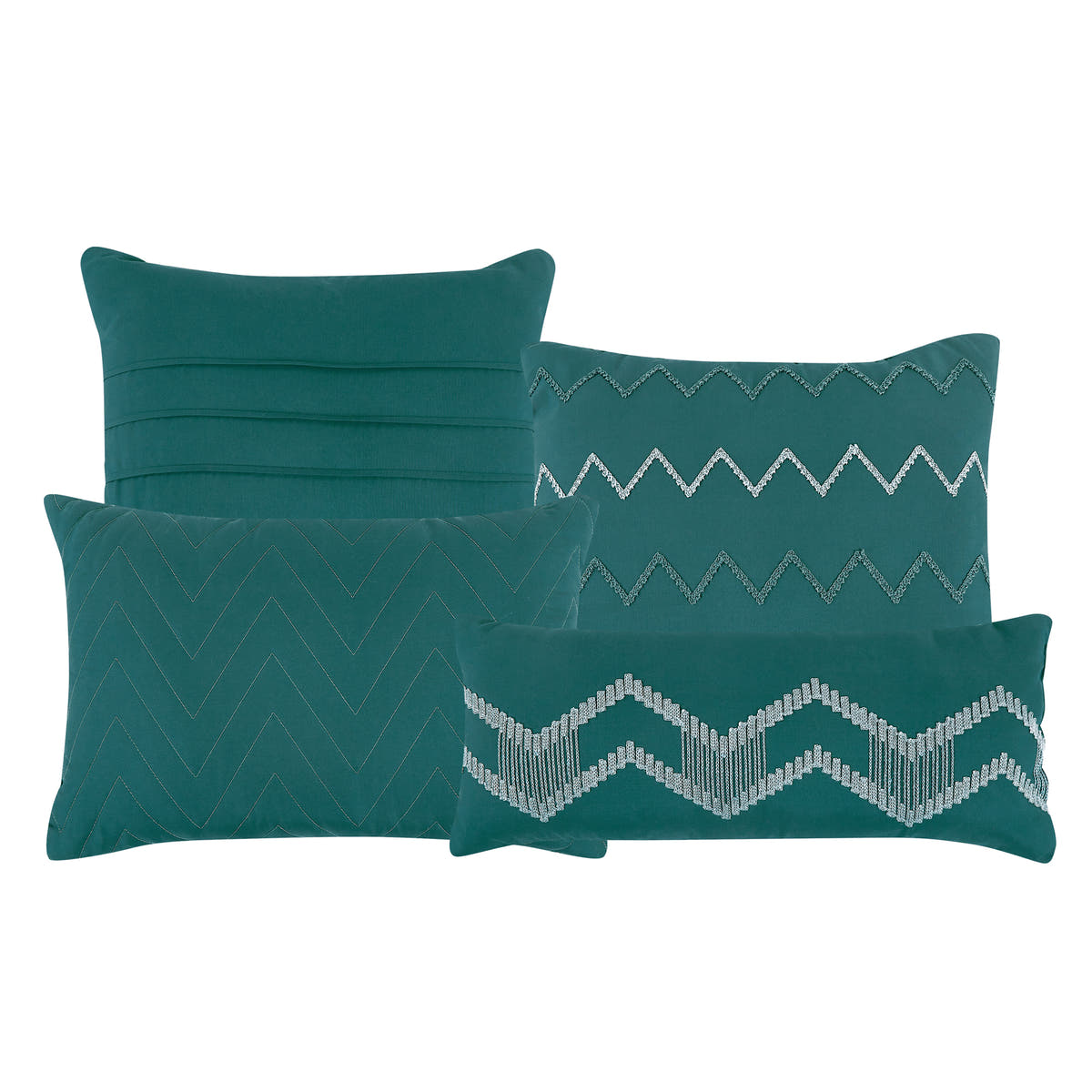 Teal Chevron 7-Piece Comforter Set - decorative pillow detail