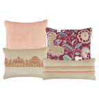 Beige Floral Embroidered 7-Piece Comforter Set - decorative pillow detail
