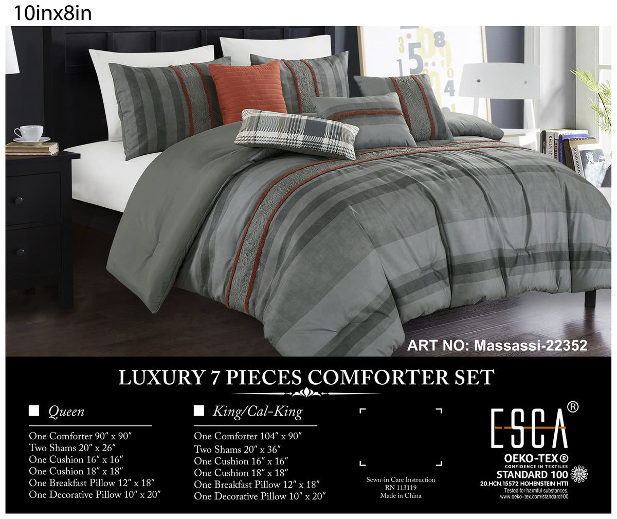 Grey Striped 7-Piece Comforter Set - alternate product view 2