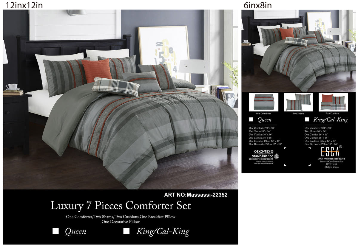 Grey Striped 7-Piece Comforter Set - alternate product view 5