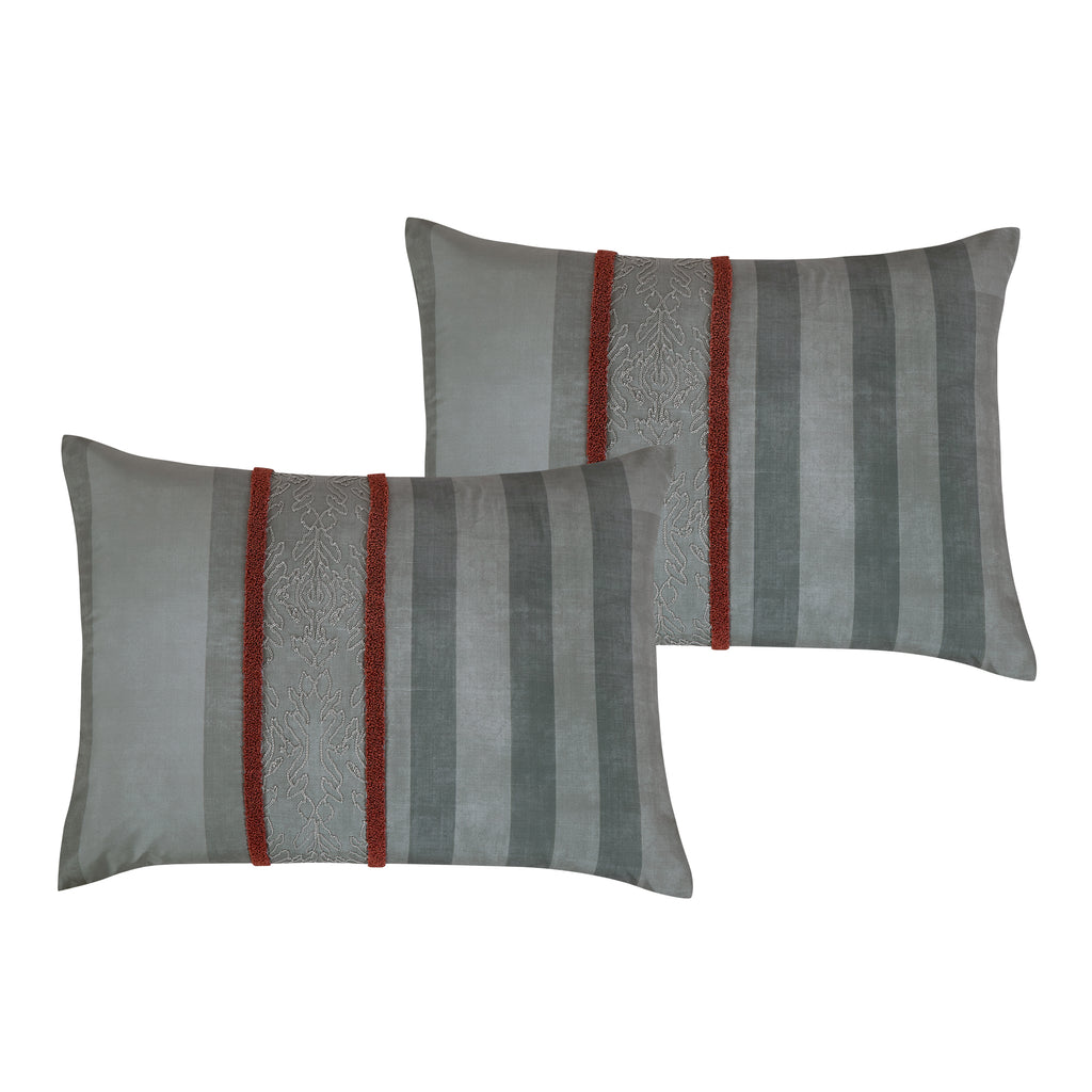 Grey Striped 7-Piece Comforter Set - pillow sham detail