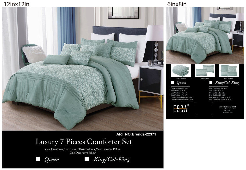 Sage Green Lace Floral 7-Piece Comforter Set - alternate product view 6