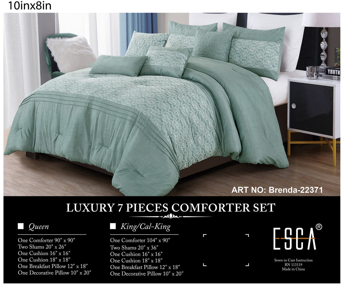 Sage Green Lace Floral 7-Piece Comforter Set - alternate product view 2