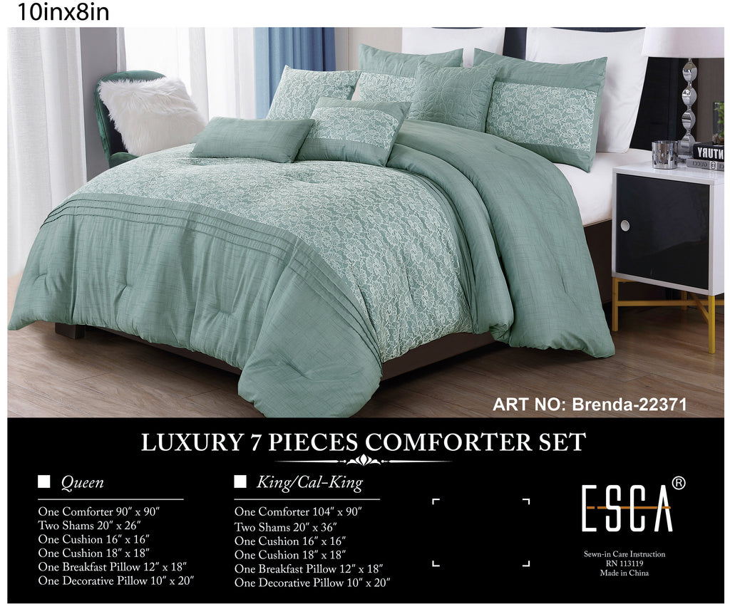 Sage Green Lace Floral 7-Piece Comforter Set - alternate product view 2
