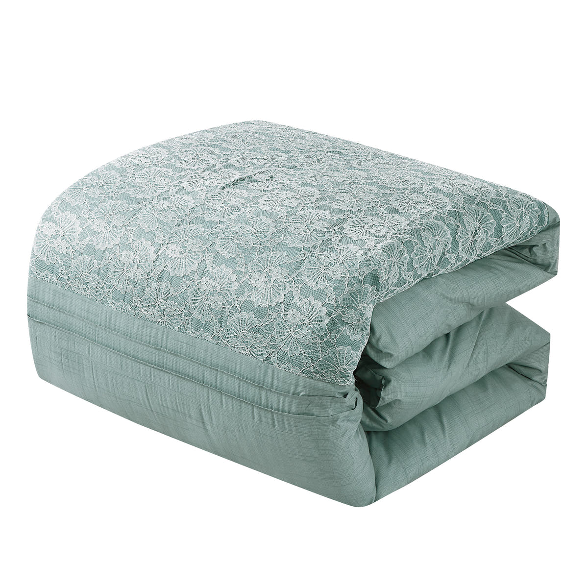 Sage Green Lace Floral 7-Piece Comforter Set - comforter detail