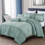 Sage Green Lace Floral 7-Piece Comforter Set - styled bedding set