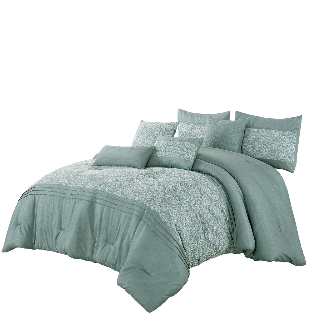 Sage Green Lace Floral 7-Piece Comforter Set - alternate product view 5