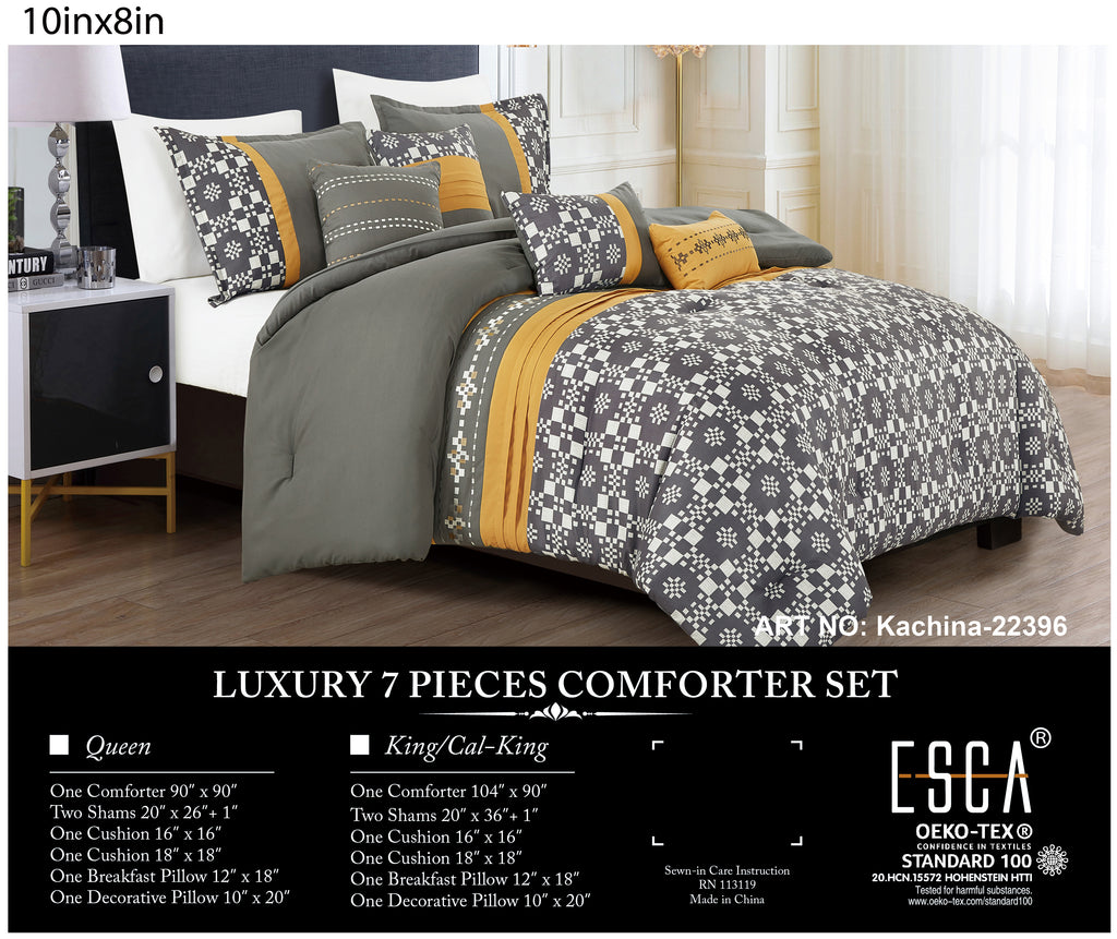 Grey and Yellow Geometric 7-Piece Comforter Set - alternate product view 2
