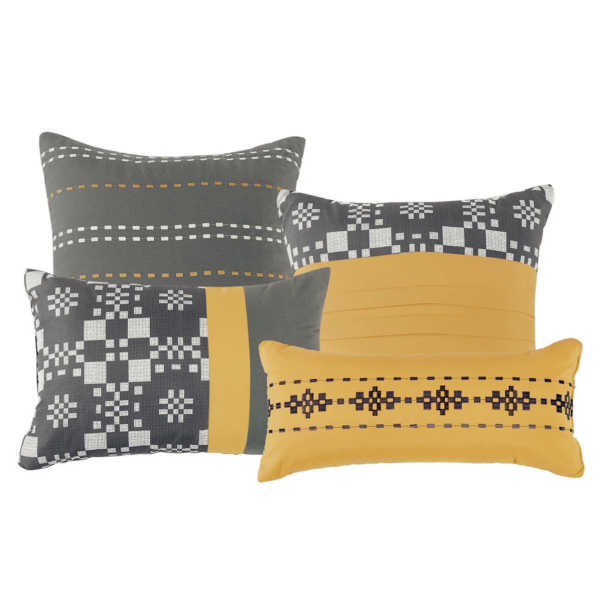Grey and Yellow Geometric 7-Piece Comforter Set - decorative pillow detail