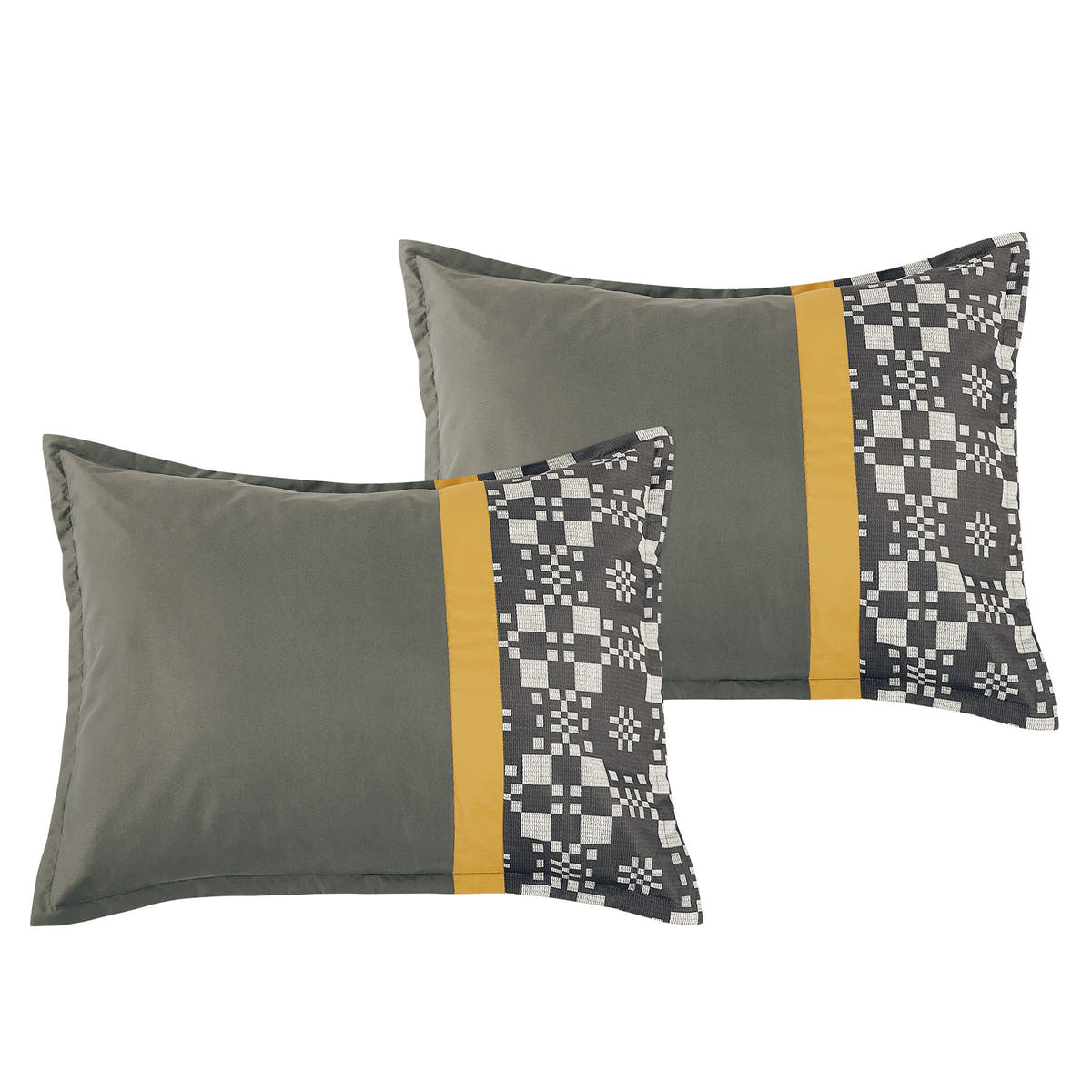 Grey and Yellow Geometric 7-Piece Comforter Set - pillow sham detail