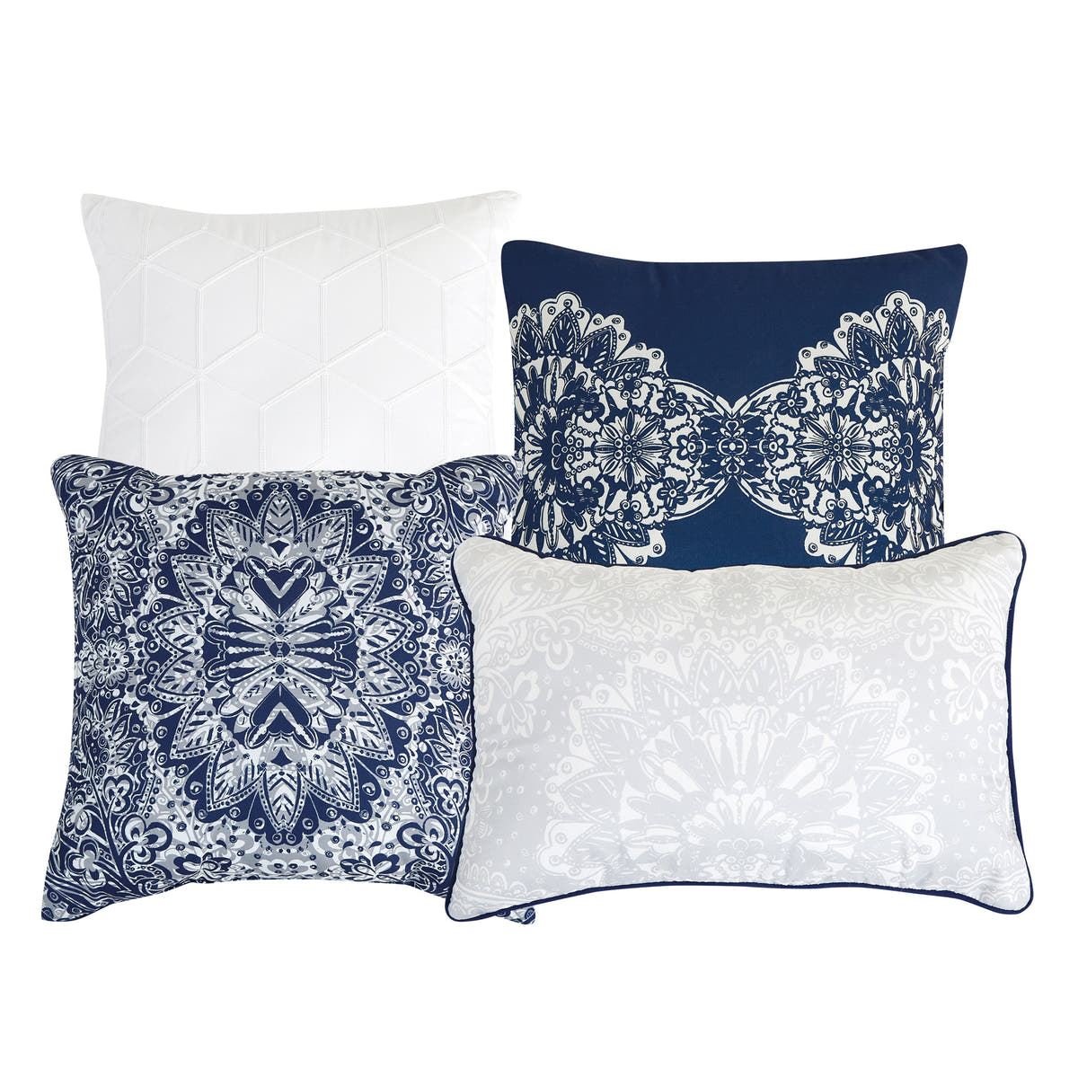 Navy Medallion 7-Piece Comforter Set - decorative pillow detail