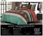 Brown and Teal Western Embroidered 7-Piece Comforter Set - alternate product view 2