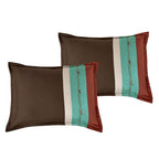 Brown and Teal Western Embroidered 7-Piece Comforter Set - pillow sham detail