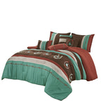 Brown and Teal Western Embroidered 7-Piece Comforter Set - alternate product view 4