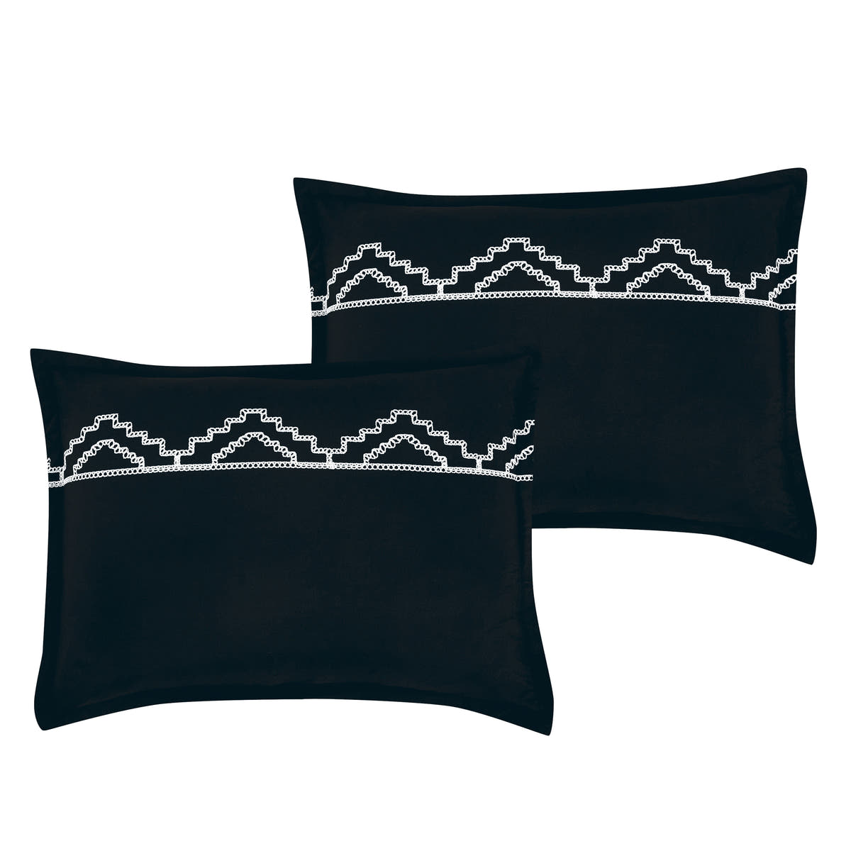 Black and White Geometric Embroidered 7-Piece Comforter Set - pillow sham detail