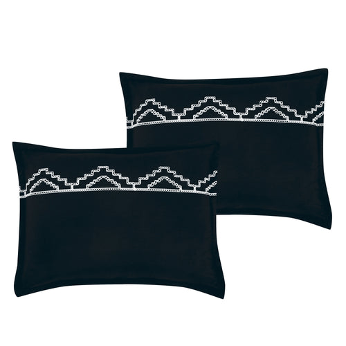 Black and White Geometric Embroidered 7-Piece Comforter Set - pillow sham detail