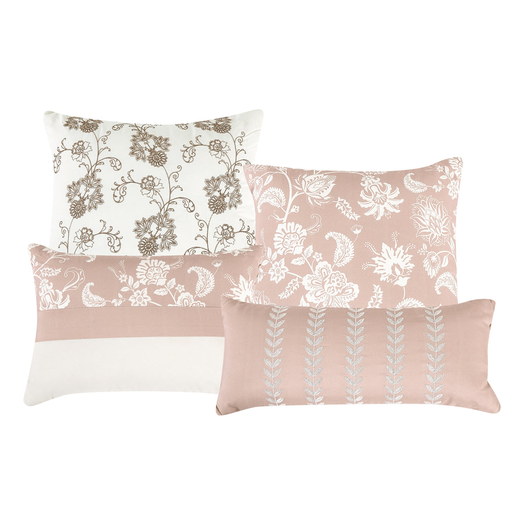Dusty Rose Floral 7-Piece Comforter Set - decorative pillow detail