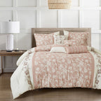 Dusty Rose Floral 7-Piece Comforter Set - styled bedding set