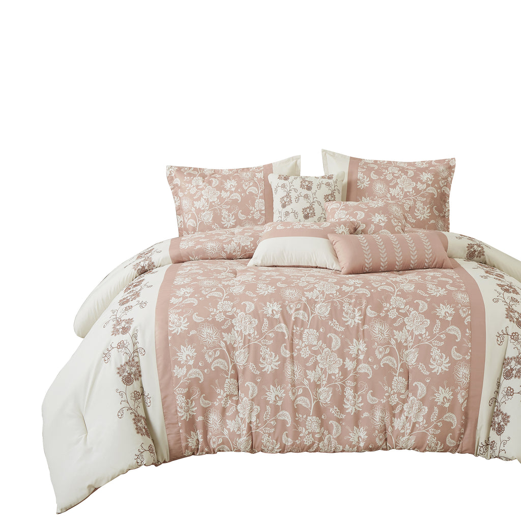 Dusty Rose Floral 7-Piece Comforter Set - alternate product view 5