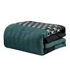 Teal and Black Geometric 7-Piece Comforter Set - comforter detail