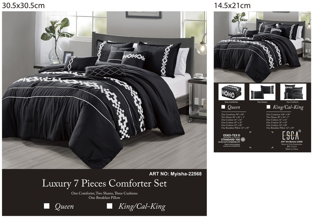 Black and White Geometric Embroidered 7-Piece Comforter Set - alternate product view 5