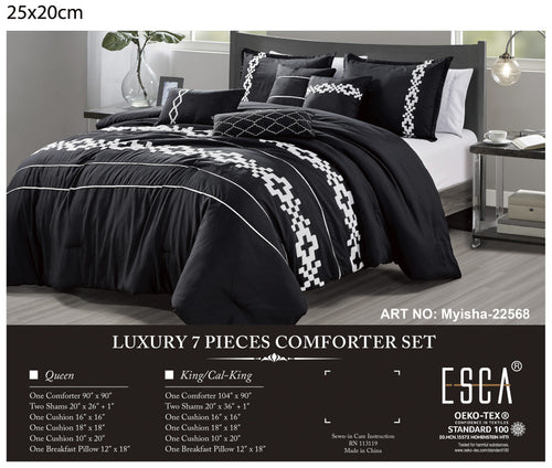 Black and White Geometric Embroidered 7-Piece Comforter Set - alternate product view 2