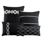 Black and White Geometric Embroidered 7-Piece Comforter Set - decorative pillow detail