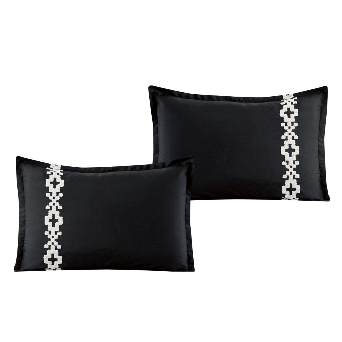 Black and White Geometric Embroidered 7-Piece Comforter Set - pillow sham detail