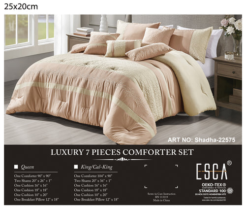 Blush Color Block Embroidered 7-Piece Comforter Set - alternate product view 2