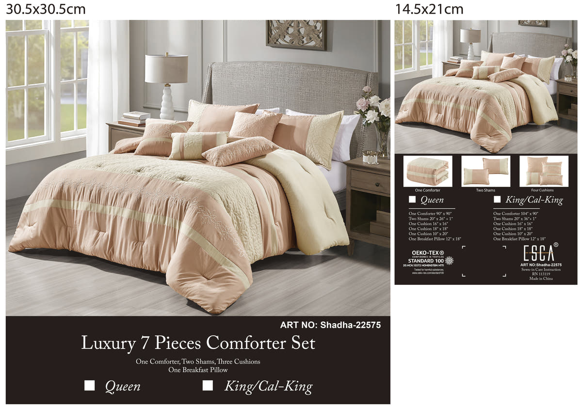 Blush Color Block Embroidered 7-Piece Comforter Set - alternate product view 6