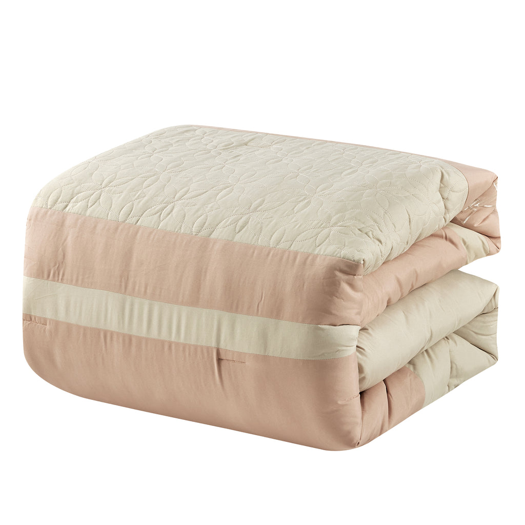 Blush Color Block Embroidered 7-Piece Comforter Set - comforter detail