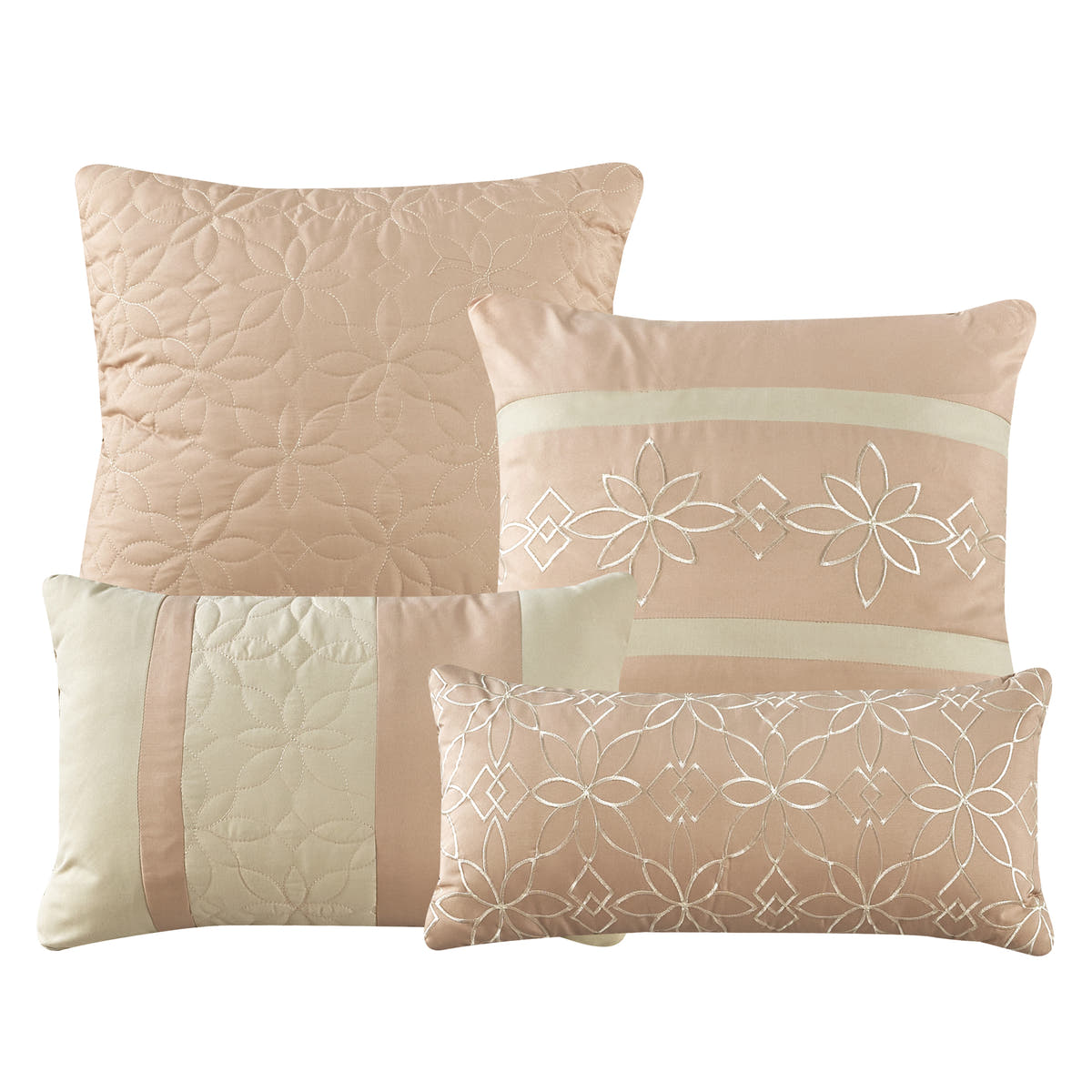 Blush Color Block Embroidered 7-Piece Comforter Set - decorative pillow detail