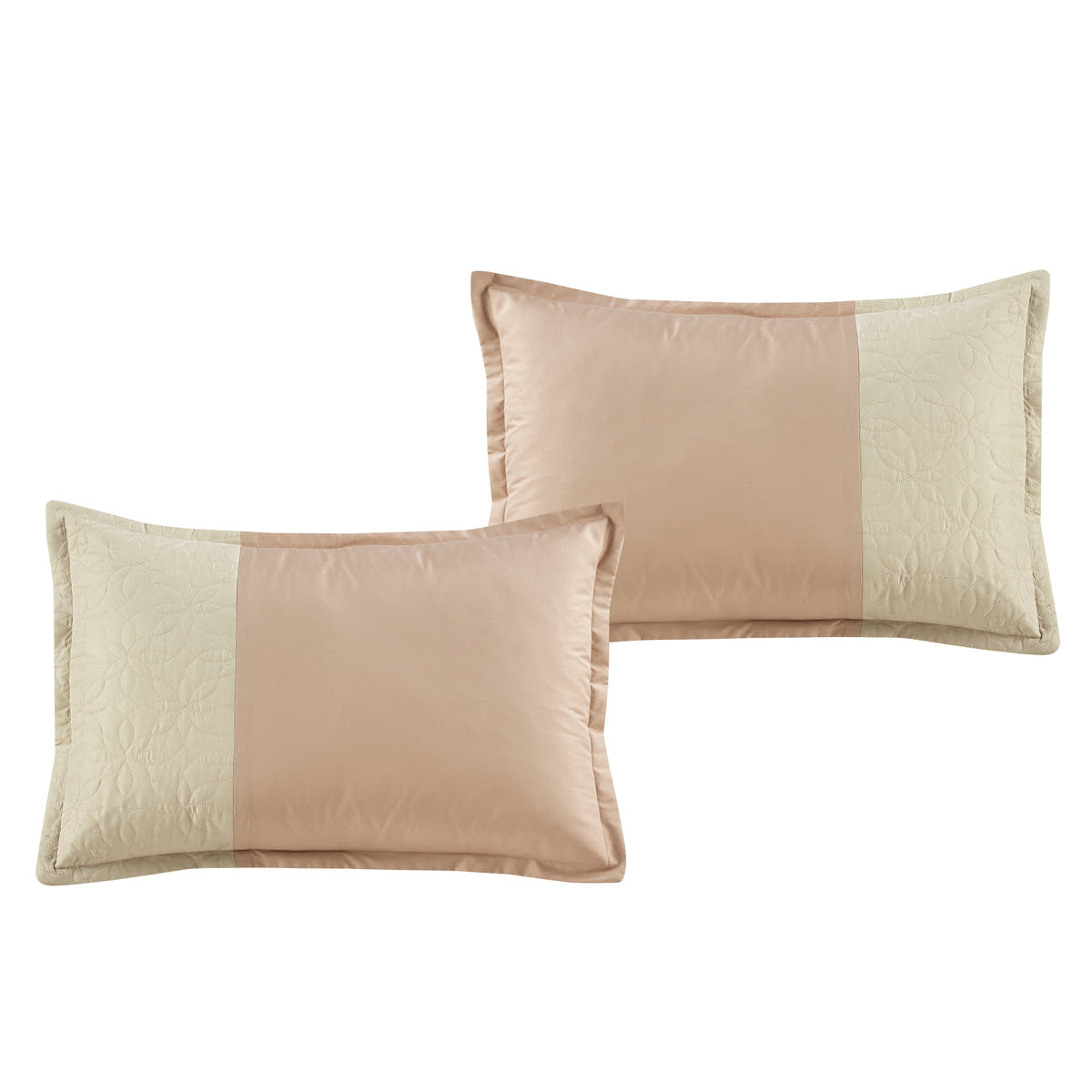 Blush Color Block Embroidered 7-Piece Comforter Set - pillow sham detail