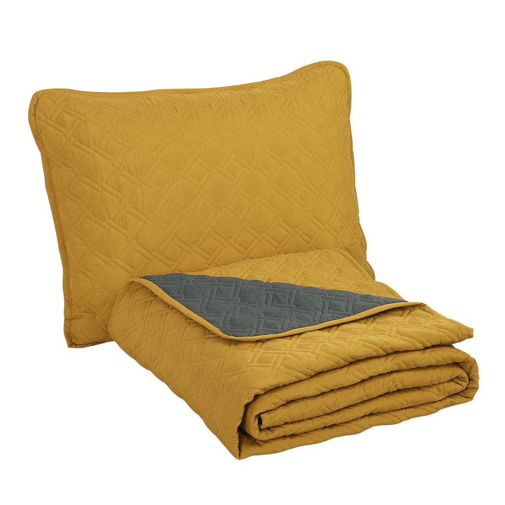 Mustard & Grey 3-Piece Bedspread Set - alternate product view 7