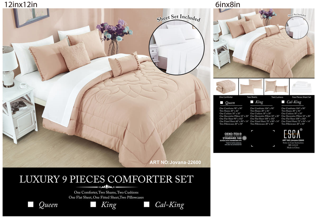 Blush Pink Quilted 9-Piece Comforter & Sheet Set - alternate product view 5