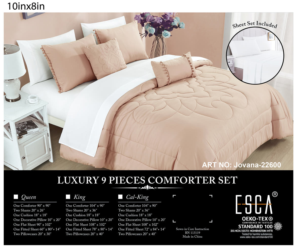 Blush Pink Quilted 9-Piece Comforter & Sheet Set - alternate product view 2