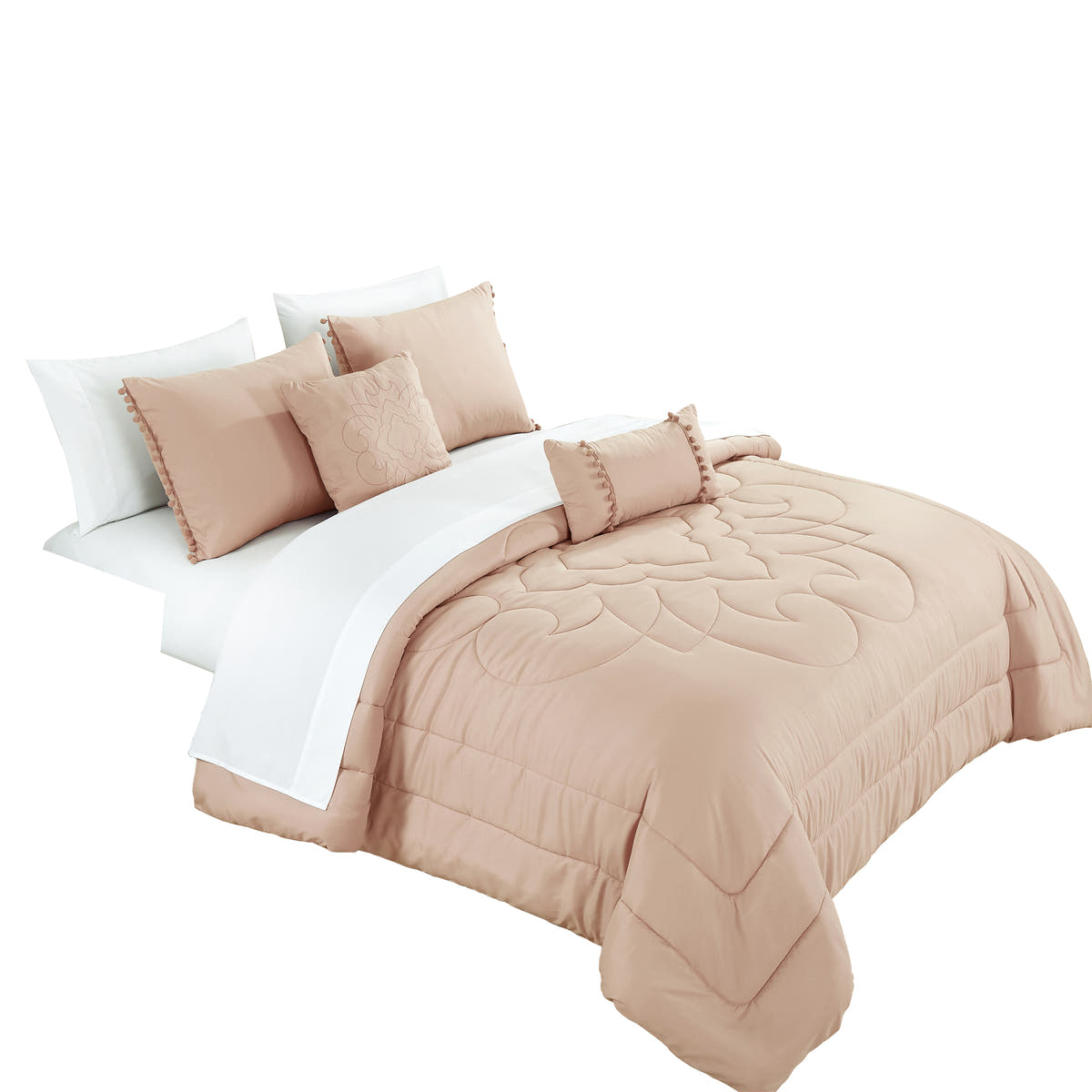 Blush Pink Quilted 9-Piece Comforter & Sheet Set - alternate product view 4