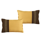Brown and Yellow Geometric Embroidered 7-Piece Comforter Set - pillow sham detail
