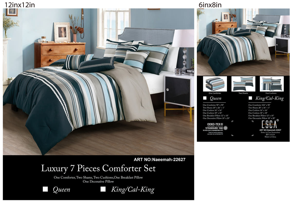 Teal Striped 7-Piece Comforter Set - alternate product view 4