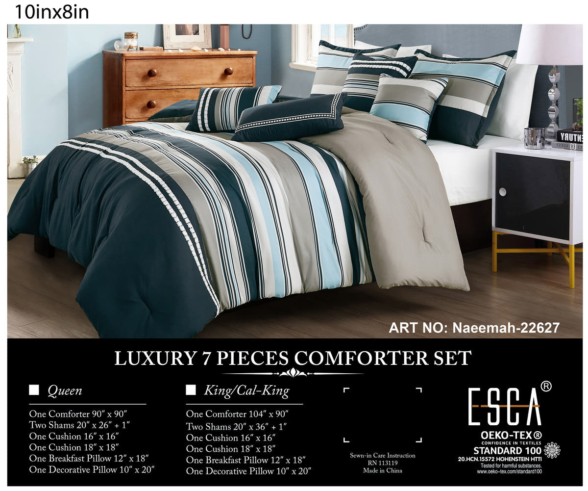 Teal Striped 7-Piece Comforter Set - alternate product view 2